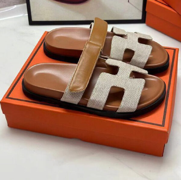 Sandalias Hermes Brow/White H-138
