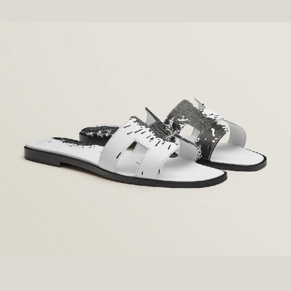 Sandalias Hermes White/Black H-183